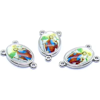 Dětské navlékací korálky Pro Háčkování Mezidíl madonka sv. Kryštofa na růženec 19 x 11 mm platina