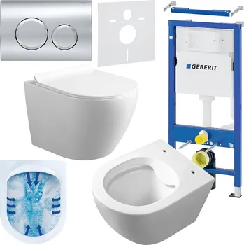Klozet BPS-koupelny Podomítkový modul Geberit DuoFix s WC mísou MU-WH-RIM-01 + ovládací tlačítko Delta 20 chrom