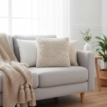 Dekorativní polštářek Dekorační polštář s plyšovým povrchem, 45 x 45 cm, světle hnědý 496387