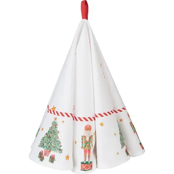 Utěrka Bílá bavlněná kulatá utěrka s louskáčky Happy Little Christmas - Ø 80 cm