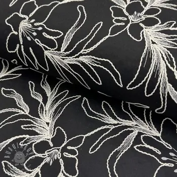 Bavlněná látka EMBROIDERY GABARDINE Luana black