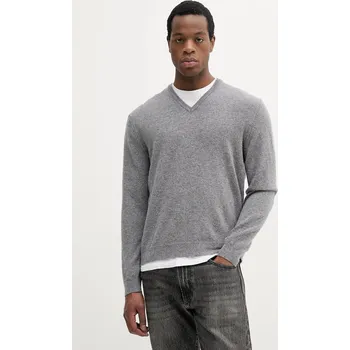 Pánský svetr Vlněný svetr United Colors of Benetton pánský, šedá barva, 1002U4407 90X, vel. XXL