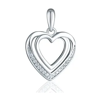 Šperk Stříbrný přívěšek srdce se zirkony STRZ1132F