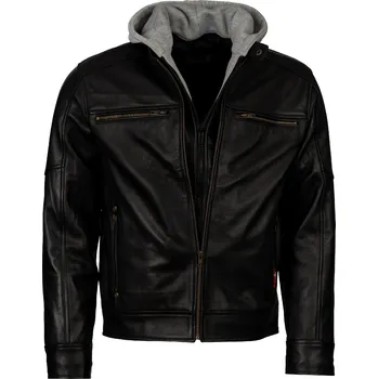 Pánská casual bunda Pánská Kožená Bunda Tristan Quinc Brixton Černá Velikost: XL