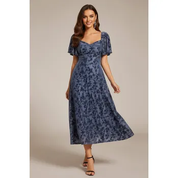 Dámské šaty EVER PRETTY Koktejlové Midi Šaty DAISY modré Barva: Modrá, Velikost: 42