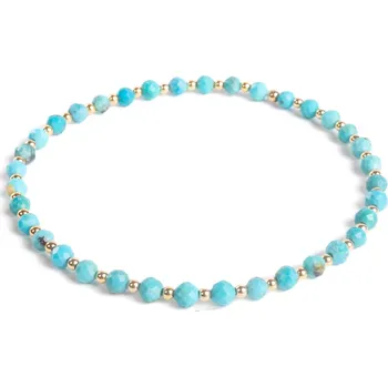 Náramek 7 Angelic Eyes Tyrkysový náramek se 14 kt zlatými kuličkam Délka: 18 cm