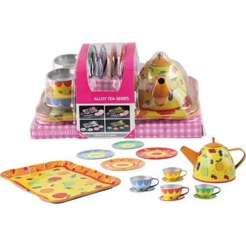Dětská kuchyňka Plechová čajová sada s příslušenstvím 15 ks