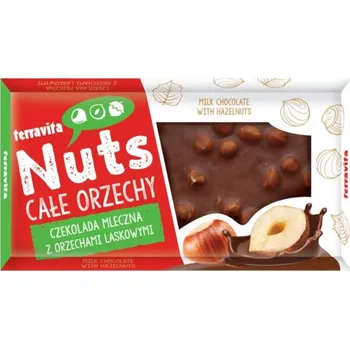 Čokoláda Mléčná čokoláda s celými lískovými oříšky Terravita 100g