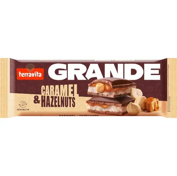 Čokoláda Mléčná čokoláda Caramel & Hazelnuts Terravita 235g