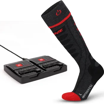 Dámské ponožky LENZ Set Heat Socks 5.1 + Lithium Pack rcB 1400 vyhřívané ponožky Barva: anthracite/red, Velikost: 35-38
