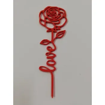 Vánoční ozdoba Růžička malá - výtisk 3D - 14 x 4,5 cm - červená