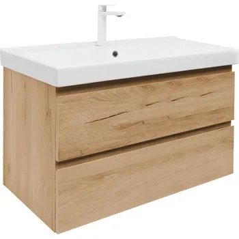 Koupelnový nábytek SAT Koupelnová skříňka 2 zásuvková s umyvadlem SAT B-Way 99x50x45 cm dub mat BWAY2100OAKU1BBI BWAY2100OAKU1BBI