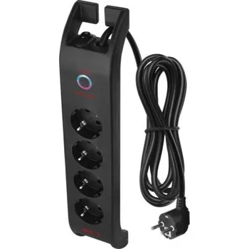 Přepěťová ochrana Přepěťová ochrana SCHUKO 1800J – 4 zásuvky, 2m, černá