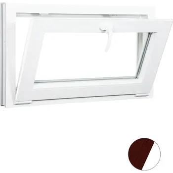 Okno ALUPLAST Sklopné plastové okno dekor/bílé 110x50 Barva: Mahagon/bílá, Zasklení: Dvojsklo Ug= 1,1