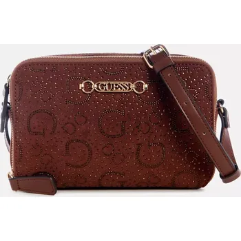 GUESS dámská kabelka,crossbody Avelina hnědá logová s kamínky