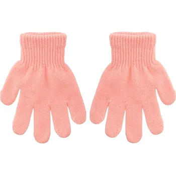 Rukavice BE SNAZZY Dětské pletené prstové rukavice 4 - 6 let Růžové