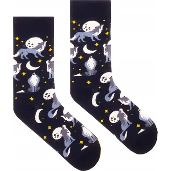 Pánské ponožky KABAK Ponožky BO Noční Vlci 42-46 modré velikost 42-46