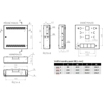 Rozvaděč Solarix Rozvaděč SOHO nástěnný LC-18 do zdi s lištami 2U, 4U a 11U,550x550 bílá,RAL9003 s rámečkem k zazdění 86000562