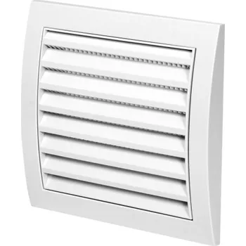 Větrací mřížka Europlast (Lotyšsko) Hranatá mřížka se síťkou Barva: Bílá, Průměr [mm]: Ø 125 / 190x190 Ø 100 / Ø 125 / Ø 150