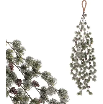 umělá květina Umělá převislá větev Modřínu se šiškami, 100 cm, zelená