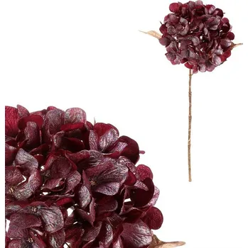 umělá květina Umělá řezaná Hortenzie, červená s pozlacením, 65 cm