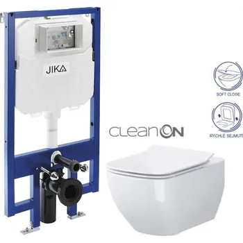 WC sada JIKA předstěnový instalační 8 cm systém bez tlačítka + WC CERSANIT VIRGO CLEANON + SEDÁTKO H894652 X ME1