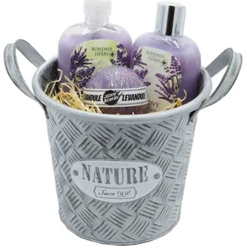 Kosmetická sada Dárková kazeta plechový box (spg,tek.mýdlo)levandule