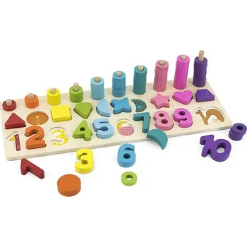 Dřevěná hračka BABU - Dřevěná sada Čísla a tvary 2