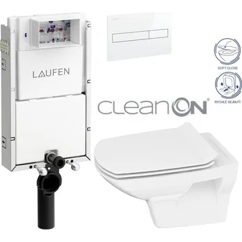 WC sada LAUFEN Podomít. systém LIS TW1 SET s bílým tlačítkem + WC CERSANIT CLEANON CARINA + SEDÁTKO H8946630000001BI CA3