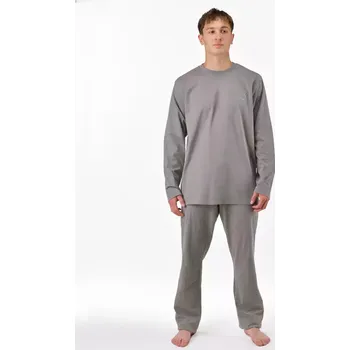 Pánské oblečení GINA pánské pyžamo dlouhé pánské, šité, s potiskem Pyžama 2025 79195P šedá peprmint XXL