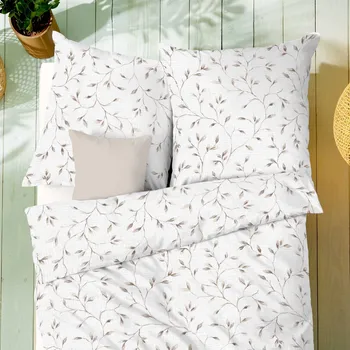 Povlečení Kaeppel | Mušelínové povlečení Leaf Allover béžové 140x200, 70x90 - 100% bavlna