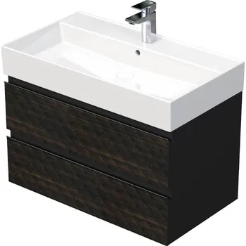 Koupelnový nábytek SAT Koupelnová skříňka s umyvadlem SAT Cube Way 80x47,5x46 cm hnědá mat CUBE3D46802ZHSAT CUBE3D46802ZHSAT