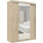 Šatní skříň posuvná 150cm CLP se zrcadlem dub sonoma 94845497