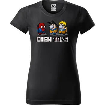 Dámské tričko levne-damske-bavlnene-tricko-potisk-crew-toys Velikost dámská trička Basic: XXL šířka 59, délka 69, Odstín dámské tričko Basic: Grafitové