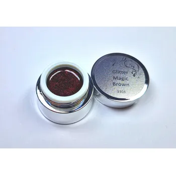 NL nails professional UV, LED barevný gel GLITTER MAGIC BROWN 5ml