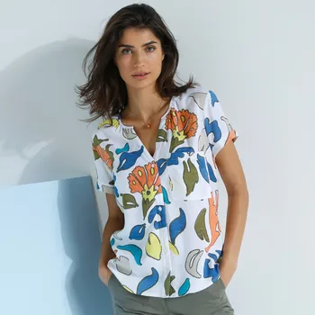 Dámská halenka Halenka s krátkými rukávy, s maxi potiskem bílá/bronzová 46