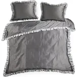 Saténové povlečení 160x200 Eliza ocelové stříbro zdobené volánem Eurofirany 220426912