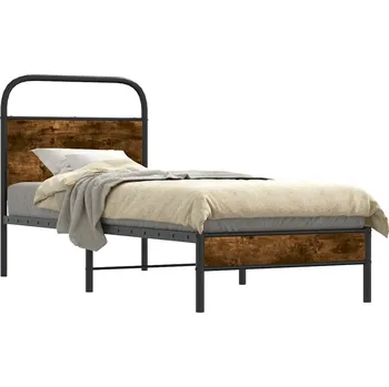 Postel vidaXL Rám postele bez matrace 75x190 cm kompozitní dřevo [4100400] Barva: kouřový dub