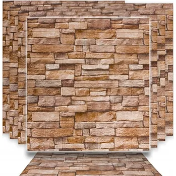 Tapeta 10 x TAPETA SAMOLEPICÍ 3D NÁSTĚNNÉ PANELY PĚNA XPE CIHLA HNĚDÁ 77 x 70 cm