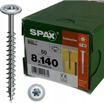 Vrut Tesařské vruty SPAX 8x140, podložková hlava, WIROX 4CUT, balení=50 ks