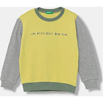 Chlapecká mikina Dětská bavlněná mikina United Colors of Benetton 3J70G10JY.P.seasonal žlutá 10X, vel. 116