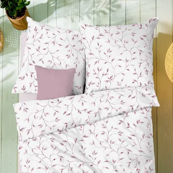 Povlečení Kaeppel | Mušelínové povlečení Leaf Allover růžové 140x200, 70x90 - 100% bavlna