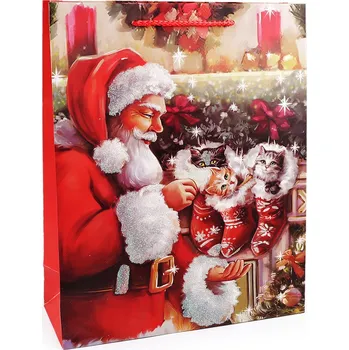 Dárková taška Stoklasa Vánoční dárková taška s glitry 32 x 26 x 10 cm Santa 4