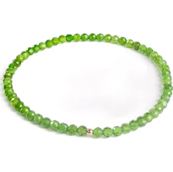 Náramek 7 Angelic Eyes Diopsidový náramek se 14 kt zlatou kuličkou Délka: 17 cm