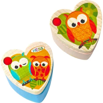 Dřevěná hračka Hess Krabička na zoubky Sovičky světle růžová