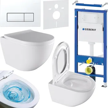 Klozet BPS-koupelny Podomítkový modul Geberit DuoFix s WC mísou NO-WH-02 + ovládací tlačítko Delta 50 bílá