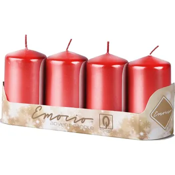 Svíčka ZTRADE Svíčka válec 4 ks 40 x 80 mm - metal červená