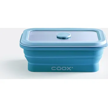 Dóza na potraviny Skládací silikonová krabička na jídlo coox 450 ml se skleněným víčkem Barva: petrolejová