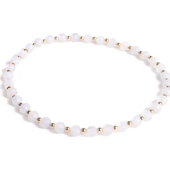 Náramek 7 Angelic Eyes Náramek z měsíčního kamene se 14 kt zlatými kuličkami Délka: 17 cm