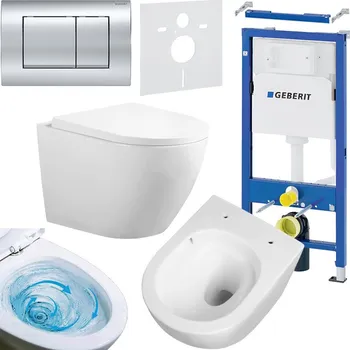 Klozet BPS-koupelny Podomítkový modul Geberit DuoFix s WC mísou FW-WH-TR-02 + ovládací tlačítko Delta 30 chrom